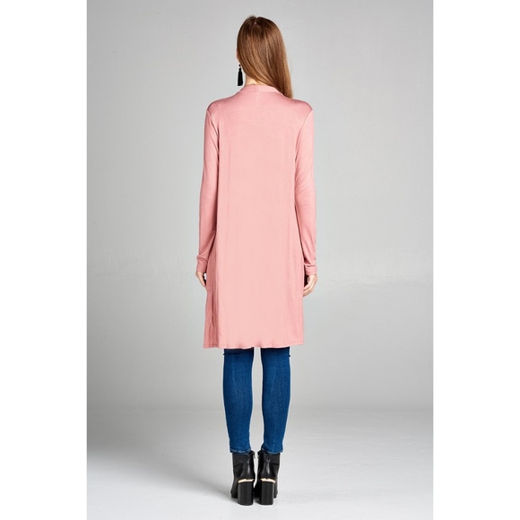 Antique Rose Long Sleeve Draped Pocket Cardigan - Picture 3 of 3